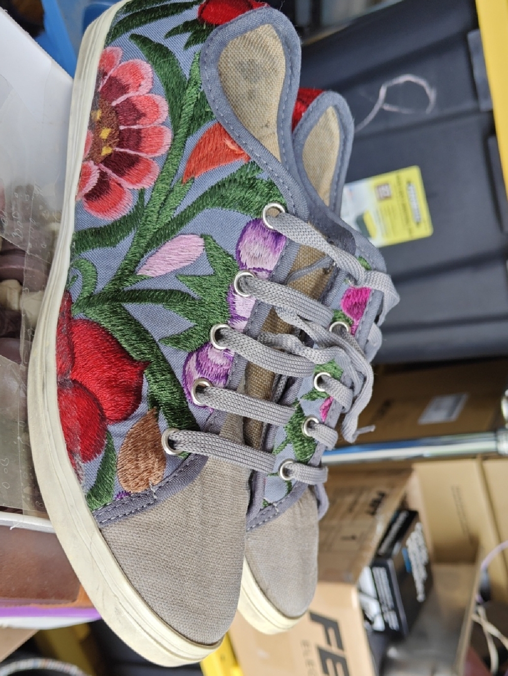 Embroidered artisan floral sneakers